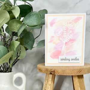 carte de voeux aquarelle. bouquet floral. juste parce que la carte. je pense à ta carte. envoyer une carte de sourires