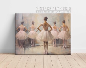 Antikes Ballett Gemälde | Mädchenzimmer Ballerina Print | Vintage druckbare Kunst Download | Rustikaler Landhaus-Stil | Land Kunstdruck - BLLT030