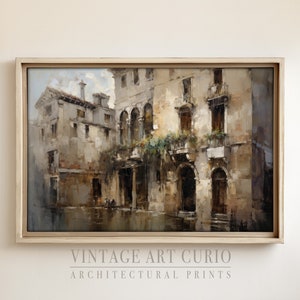 Vintage Venice Oil Painting: Rustic Italian Cityscape (Digital Download)