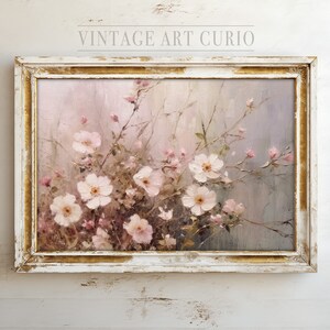 Pink Floral Painting: French Rococo Vintage Art (Digital Download)