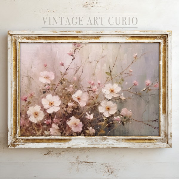 Pink French Rococo Inspired Painting | Vintage Pink Flower Wall Decor | PRINTABLE Digital Art Download | Romantic Academia Oil Painting