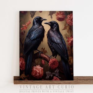 Crow Wall Art Print: Vintage Raven, Dark Academia Decor (Digital Download)