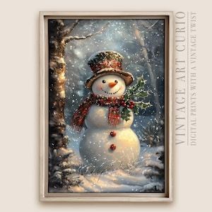 Traditional Snowman Winter Wall Art Print - Christmas Wall Decor for Homes, Offices, and Cafes - Perfect Holiday Gift and Seasonal Decor