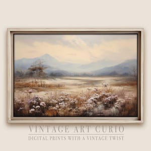 Mountain Landscape Wall Art Print | Serene Blue and Brown Digital Print for Lodge and Farmhouse Decor | Peaceful Rustic Wall Art - SCRY013
