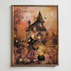 Magical Witchy Wall Art, Halloween Prints & Witchy Home Decor - Cute Witch, Rustic Farmhouse Wall Art - Witchcraft Downloadable Poster