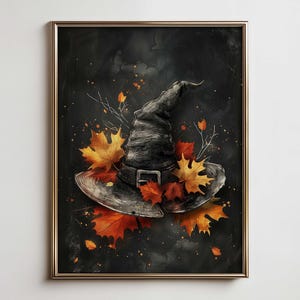 Witch Hat Halloween Print: Rustic Witchy Home Decor (Digital Download