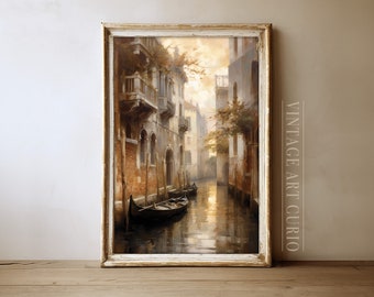 Vintage Venice Italy Painting: Rustic Canal Scene (Digital Download)