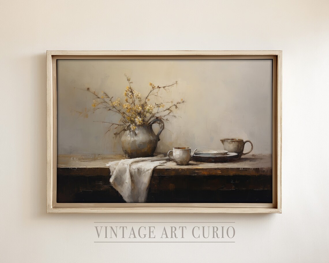 Elegant French Country Kitchen Art Print Vintage Still Life Oil