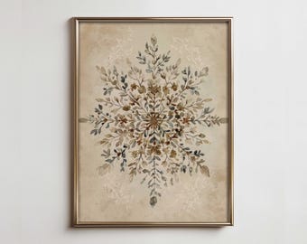 Watercolor Snowflake Wall Art, Winter Wonderland Decor, Elegant Christmas Print for Living Room, Nursery, or Holiday-Themed Spaces