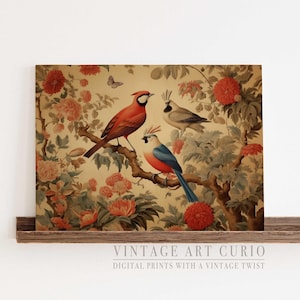 Chinoiserie Digital Wall Art Print - Elegant Birds and Blossoms in Timeless Asian-Inspired Design for Home Decor - DACN011