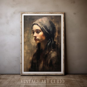 peinture vintage de portrait de jeune fille | Portrait antique | Impression d'art numérique vintage IMPRIMABLE | peinture à l'huile vintage | Portrait de Femme Ancien
