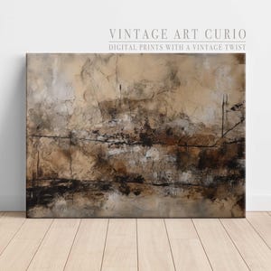 Rustic Beige Abstract Art Print: Farmhouse Wabi-Sabi Decor (Digital Download)