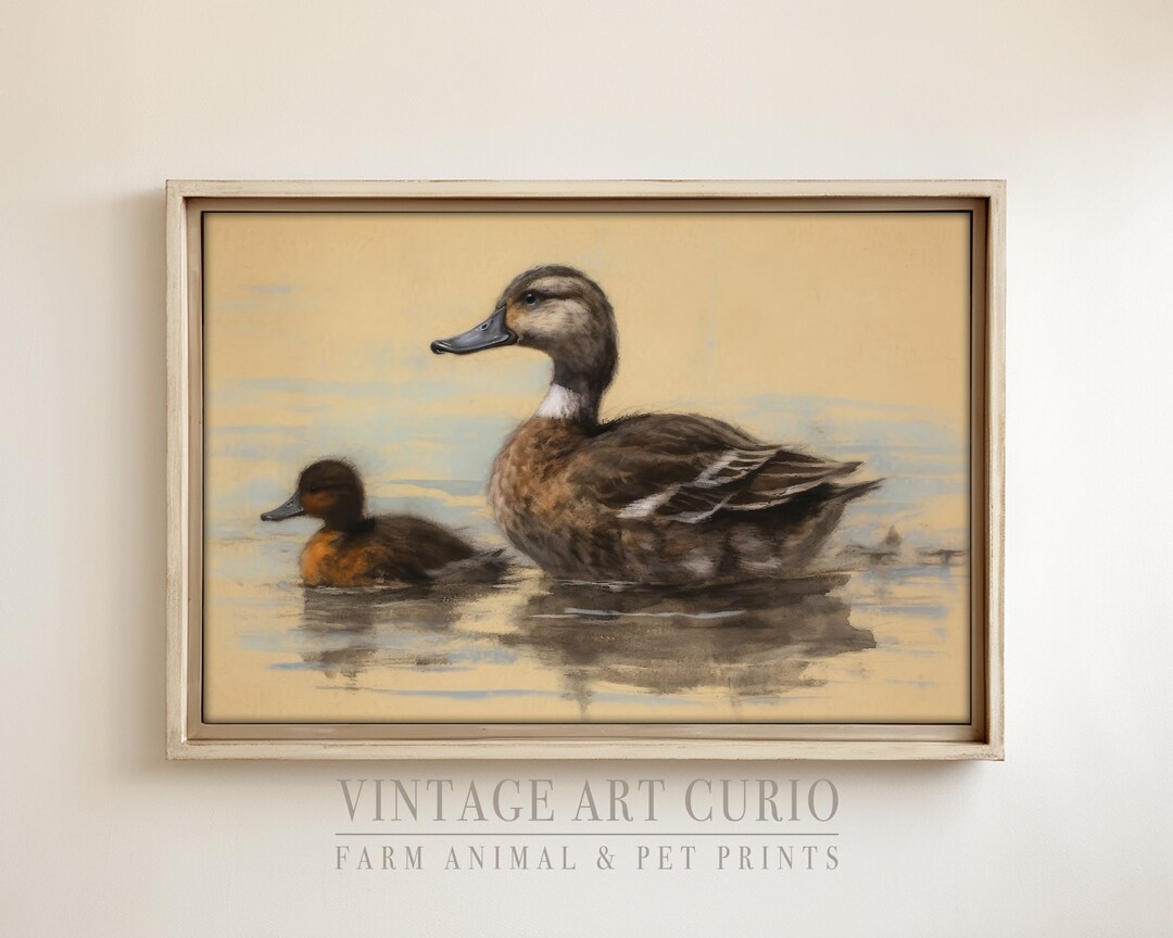 Vintage Ducks Sketch - Rustic Duck Wall Art in Neutral Tones, Printable ...