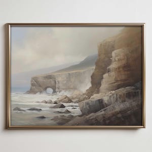 Moody Coastal Cliff Print: Seaside Landscape Wall Art (Digital Download)