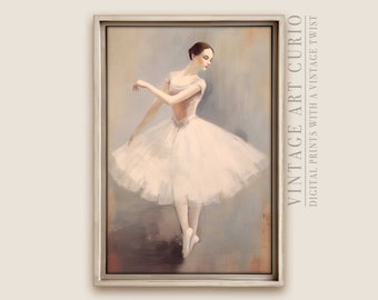 Ballerina Wall Art Print, Elegantes Balletttänzer-Kunstwerk, Neutrales Fine Art-Dekor für Schlafzimmer, Studio oder Light Academia Gallery Wall