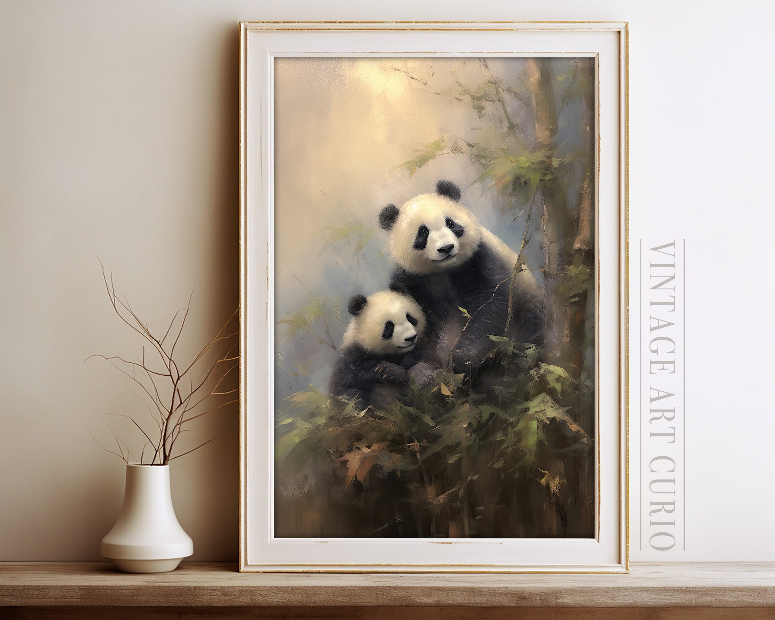 Vintage Panda Bear Art Print Baby Nursery Wall Art Neutral Tones Baby ...
