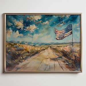 Coastal Americana Flag Art Print: Vintage Beach Cottage Decor (Digital Download)