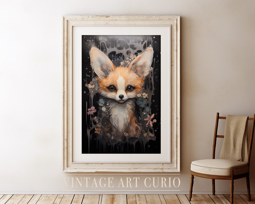 Vintage Fox Art Print Baby Nursery Wall Art Neutral Tones Baby Room