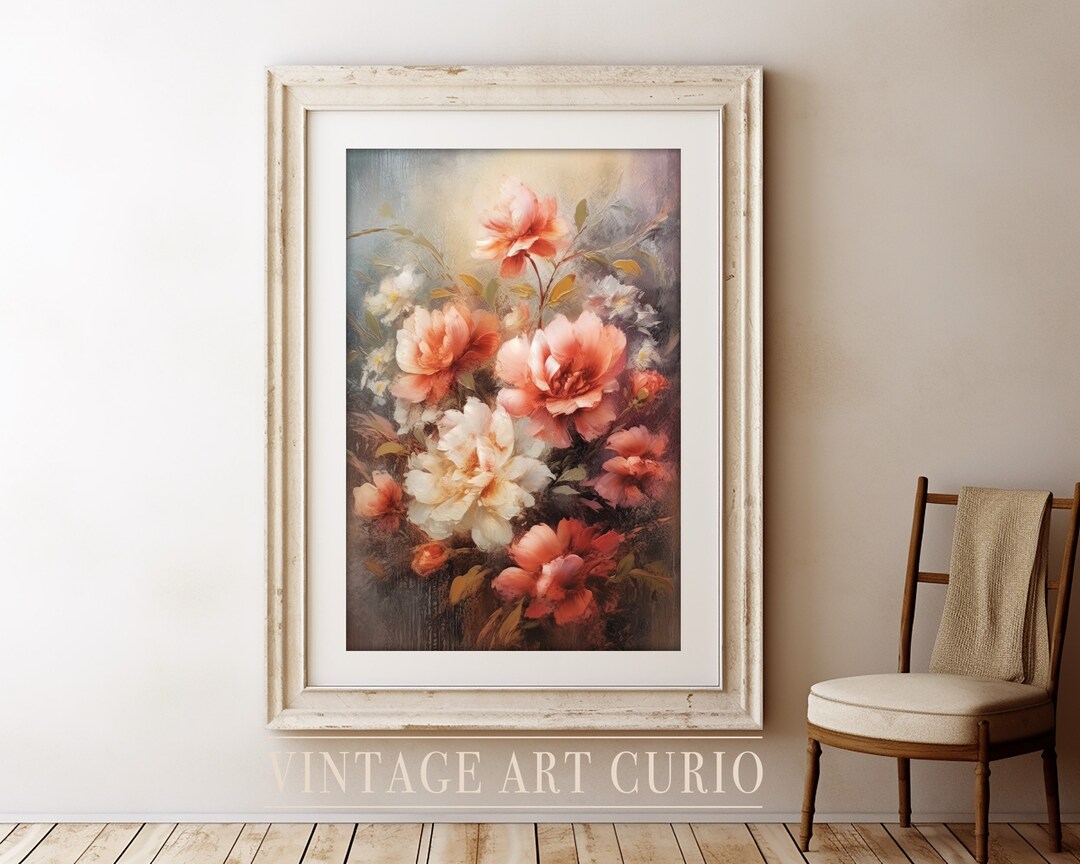 Roses Drawings Rococo Pink French Rococo Inspired Painting Vintage Pink Roses Wall Decor ...