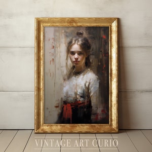 peinture vintage de portrait de jeune fille | Portrait antique | Impression d'art numérique vintage IMPRIMABLE | peinture à l'huile vintage | Portrait de Femme Ancien