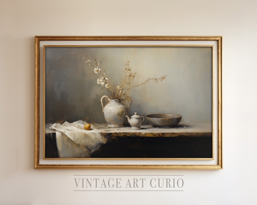 Elegant French Country Kitchen Art Print Vintage Still Life Oil