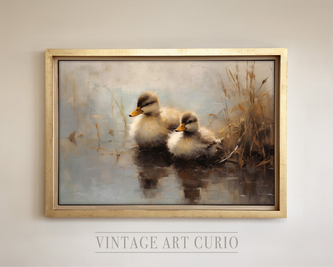 Vintage Ducklings Art Print Baby Nursery Wall Art Neutral Tones Baby