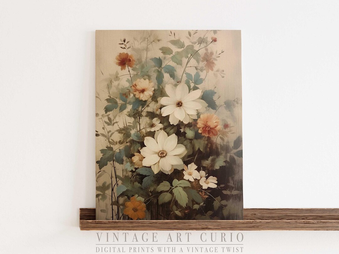 Vintage Cottagecore Floral Wall Art – Botanical Wildflower Digital ...