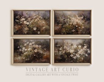 Autumn Wildflower Gallery Wall Art Set: Vintage Floral Landscape (Digital Download)
