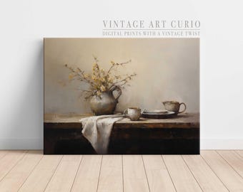 Charming French Kitchen Art - Rustic Farmhouse Wall Decor - Neutral Cottagecore Print, Vintage Country Chic Cozy Kitchen Decor STLI007