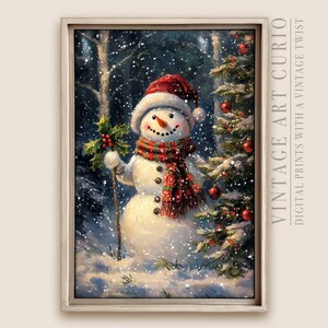 Cheerful Snowman Holiday Wall Art - Winter Christmas Decor for Living Rooms, Kids&#39; Rooms, and Entryways - Cozy Festive Home Decor