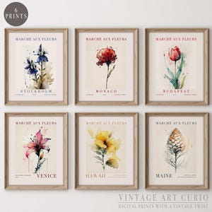 Watercolor Flower Market Print Set: Botanical Gallery Wall Art (Digital Download)