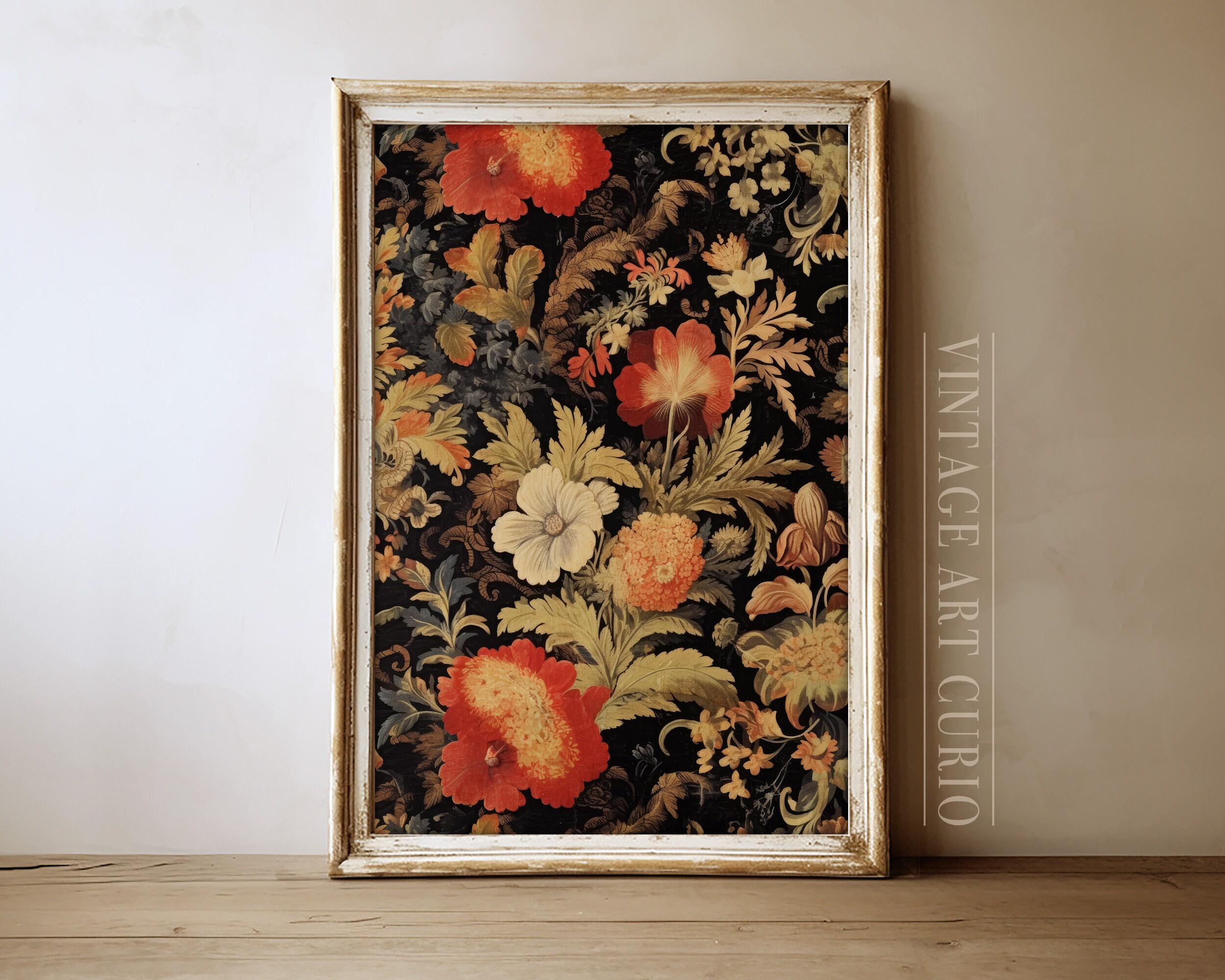 Antique Floral Painting Dark Academia PRINTABLE Wall Art Vintage Flower ...