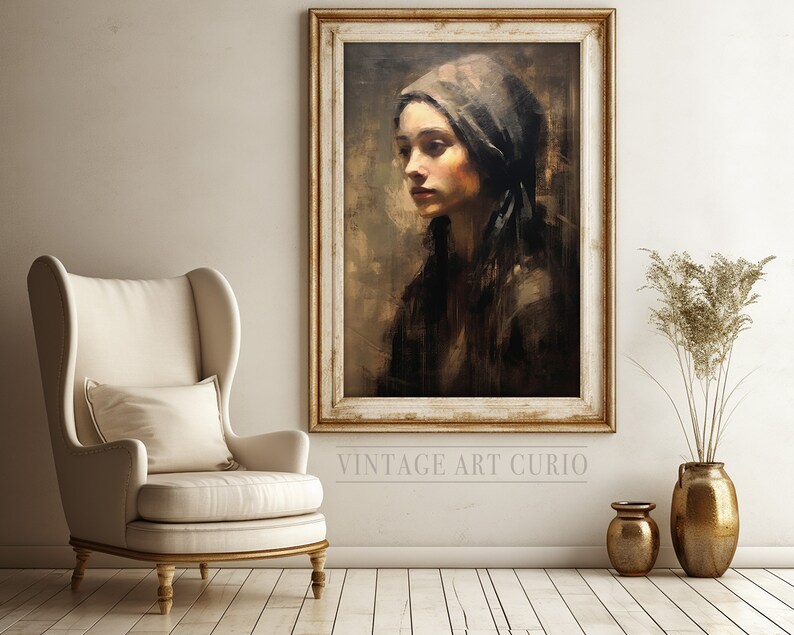 Vintage Girl Portrait Painting Antique Portrait Vintage PRINTABLE ...