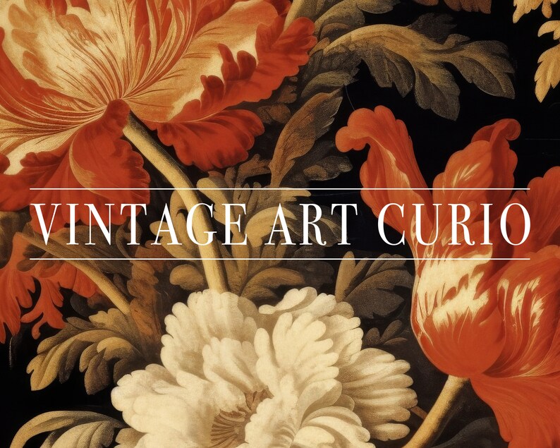 Vintage Floral Wall Art Print Romantic Baroque Botanical Decor