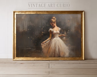 Antique Ballet Painting | Girls Room Ballerina Print | Vintage Printable Digital Art Download | Rustic Farmhouse Style | Country Art Print