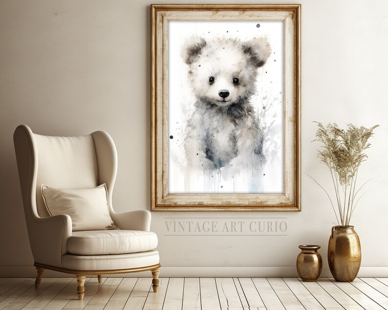 Vintage Teddy Bear Art Print Baby Nursery Wall Art Neutral Tones Baby