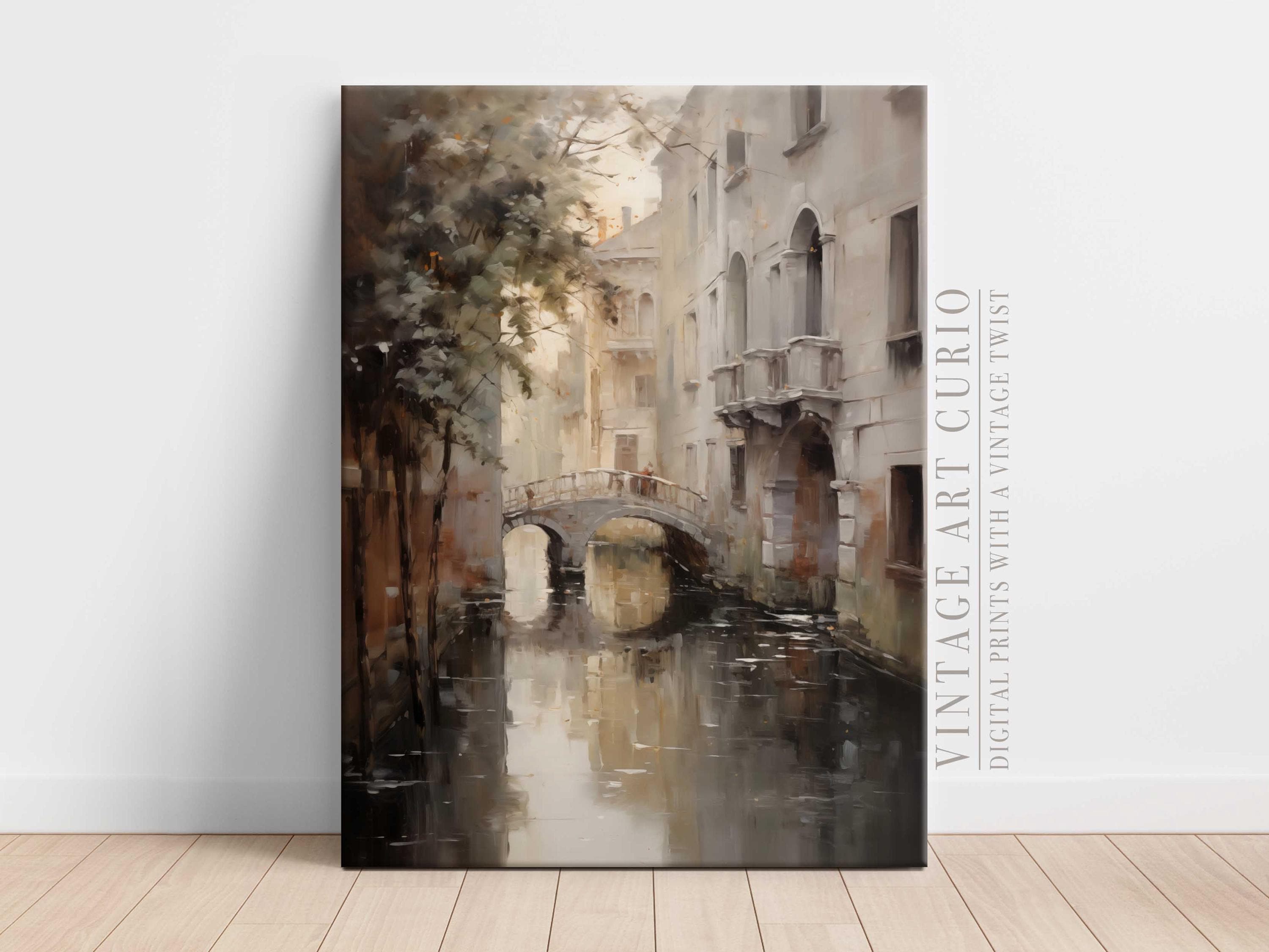 Venice Cottagecore Art Print: Vintage Italian Canal Oil Painting (Digital Download)