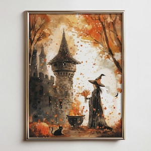 Magical Witchy Wall Art, Halloween Prints & Witchy Home Decor - Cute Witch, Rustic Farmhouse Wall Art - Witchcraft Downloadable Poster