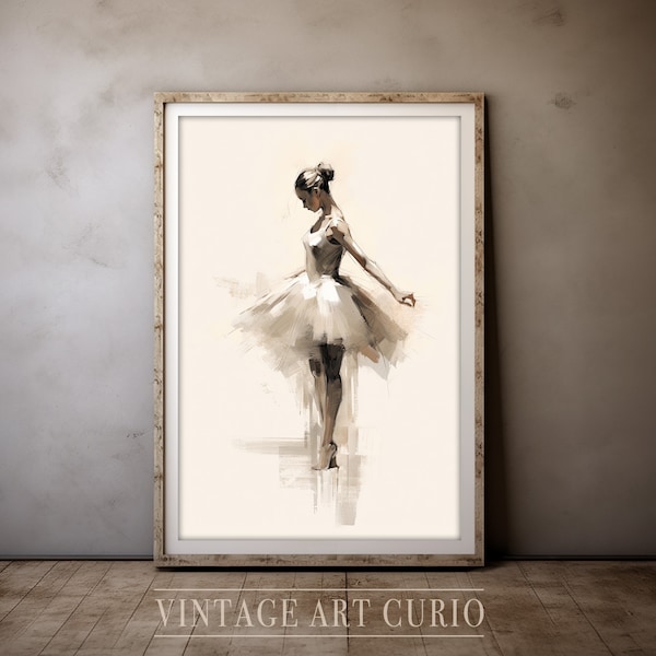 Antique Ballet Art Print | Girls Room Ballerina Print | Vintage PRINTABLE Digital Art Download | Rustic Farmhouse Style | Country Art Print