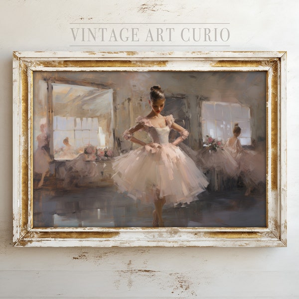 Antique Ballet Painting | Girls Room Ballerina Print | Vintage PRINTABLE Digital Art Download | Rustic Farmhouse Style | Country Art Print