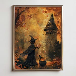 Magical Witchy Wall Art, Halloween Prints & Witchy Home Decor - Cute Witch, Rustic Farmhouse Wall Art - Witchcraft Downloadable Poster