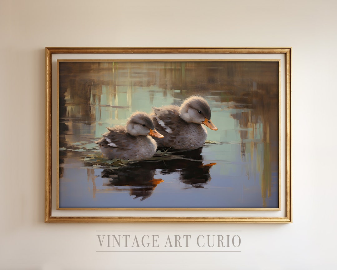 Vintage Ducklings Art Print Baby Nursery Wall Art Neutral Tones Baby