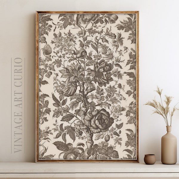Vintage Fruit Pattern - Orange Floral Wall Art Print | BIG Wall Décor