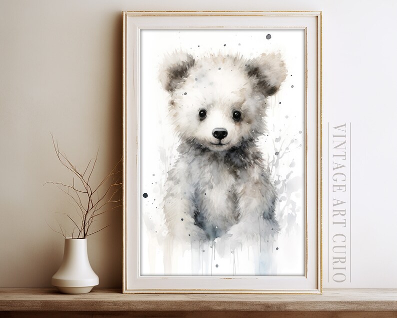 Vintage Teddy Bear Art Print Baby Nursery Wall Art Neutral Tones Baby
