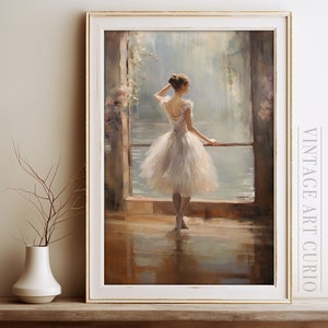 Antique Ballet Painting | Girls Room Ballerina Print | Vintage PRINTABLE Digital Art Download | Rustic Farmhouse Style | Country Art Print