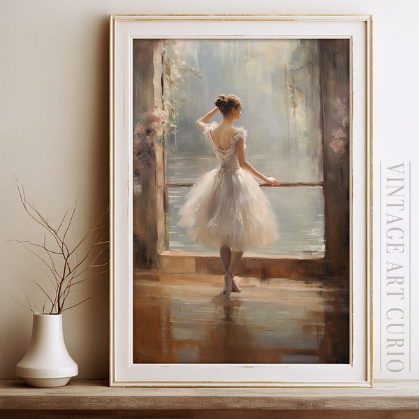 Antique Ballet Painting | Girls Room Ballerina Print | Vintage PRINTABLE Digital Art Download | Rustic Farmhouse Style | Country Art Print