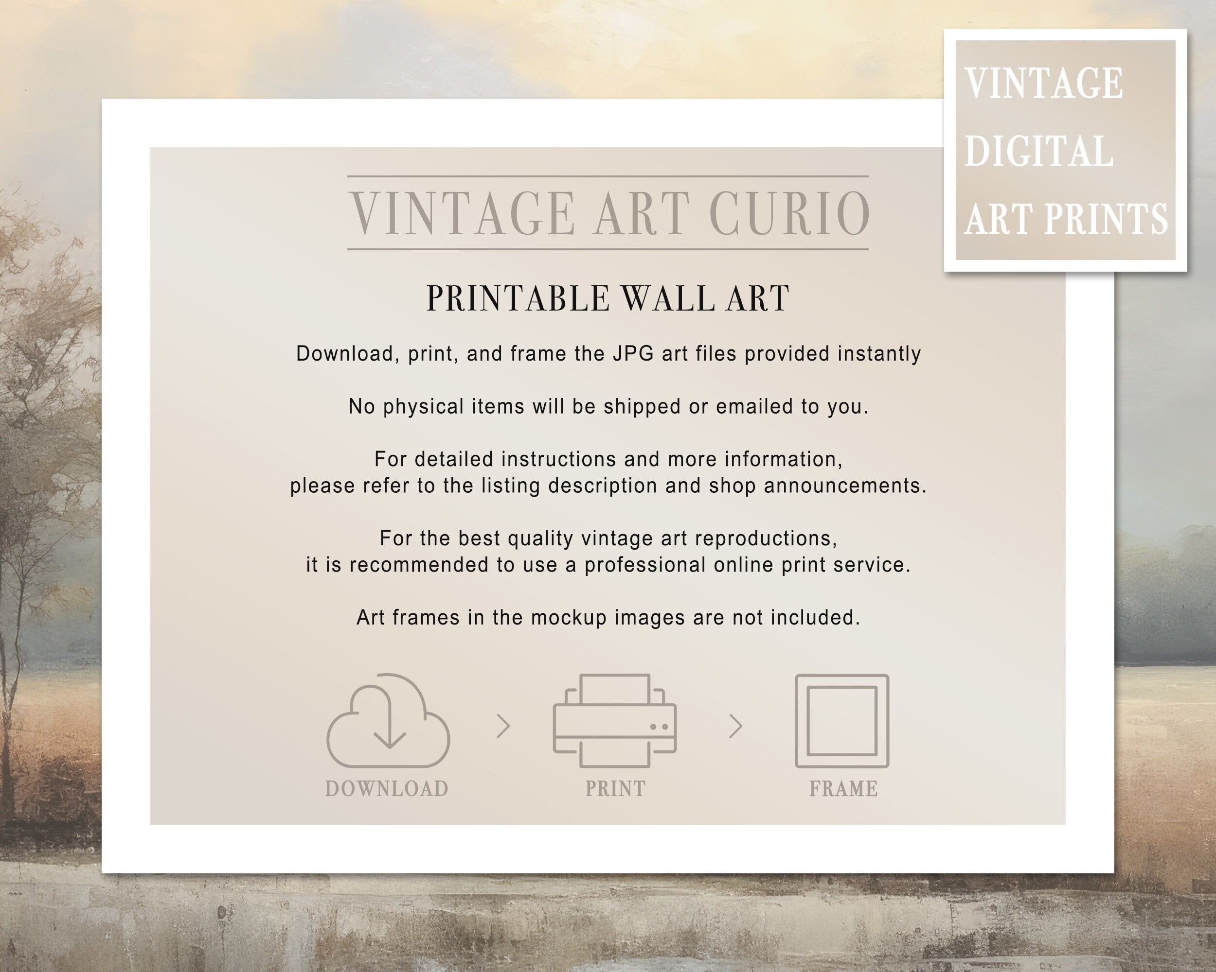 Vintage Neutral Wall Art Print - Cottagecore & Farmhouse Decor - Large ...