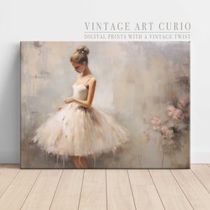 Ballerina Wall Art - Soft Neutral Ballet Decor - Elegant Ballet Dancer Painting - Dance Studio & Girls Room Digital Print - BLLT028