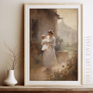 Mother and Child Portrait Painting | Vintage Portrait | Vintage PRINTABLE Digital Art | Vintage Female Oil Painting | Antique Woman Portrait