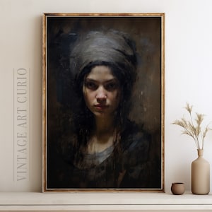 peinture vintage de portrait de jeune fille | Portrait antique | Impression d'art numérique vintage IMPRIMABLE | peinture à l'huile vintage | Portrait de Femme Ancien